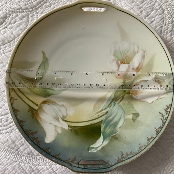 Vintage R & S Germany Porcelain Hand Painted Floral Motif Open handled 10 1/2" - Picture 4 of 8